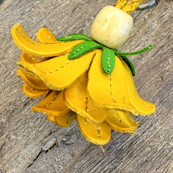 Leather Flower Purse Charm Genuine Leather Bag Charm NEW FAST SHIP - Picture 4 of 5